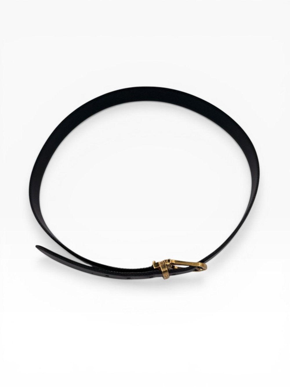 Chanel Black Leather Belt Gold Buckle Logo Waist Belt Authenticated - Picture 13 of 16